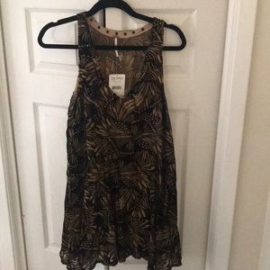 Free people black velvet pattern casual dress